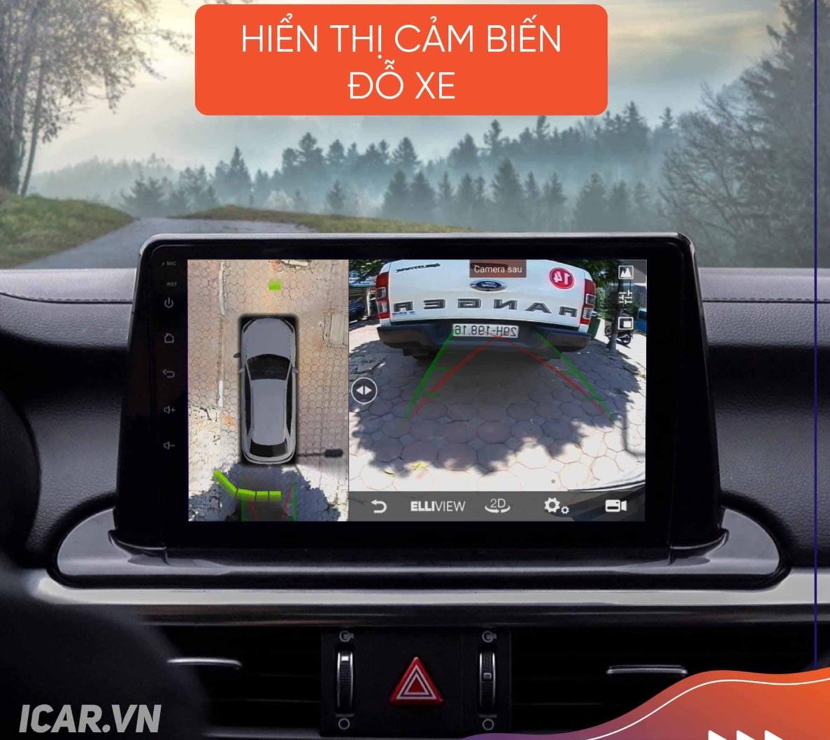 Màn hình Elliview S4 tích hợp hiển thị cảm biến đỗ xe zin