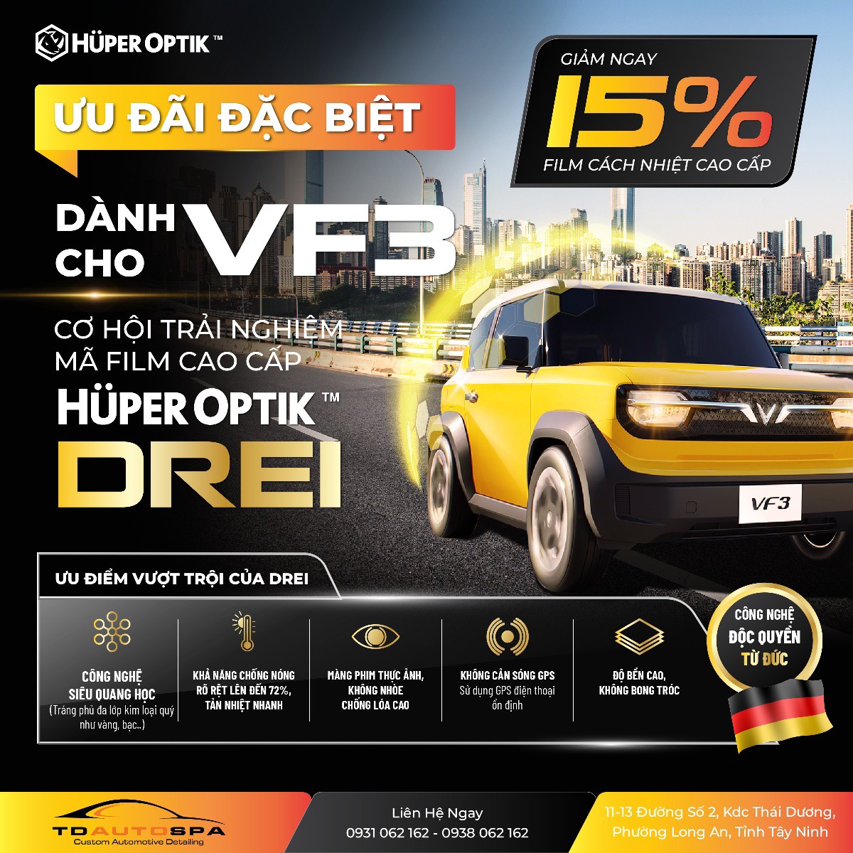 Phim Cách Nhiệt HUPER OPTIK VinFast VF3